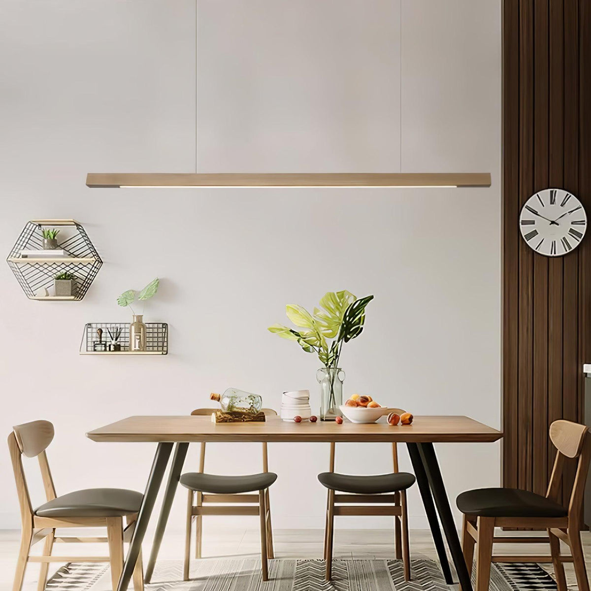 Weda Linear Wooden Pendant Light