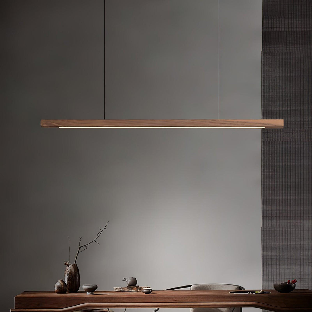 Weda Linear Wooden Pendant Light