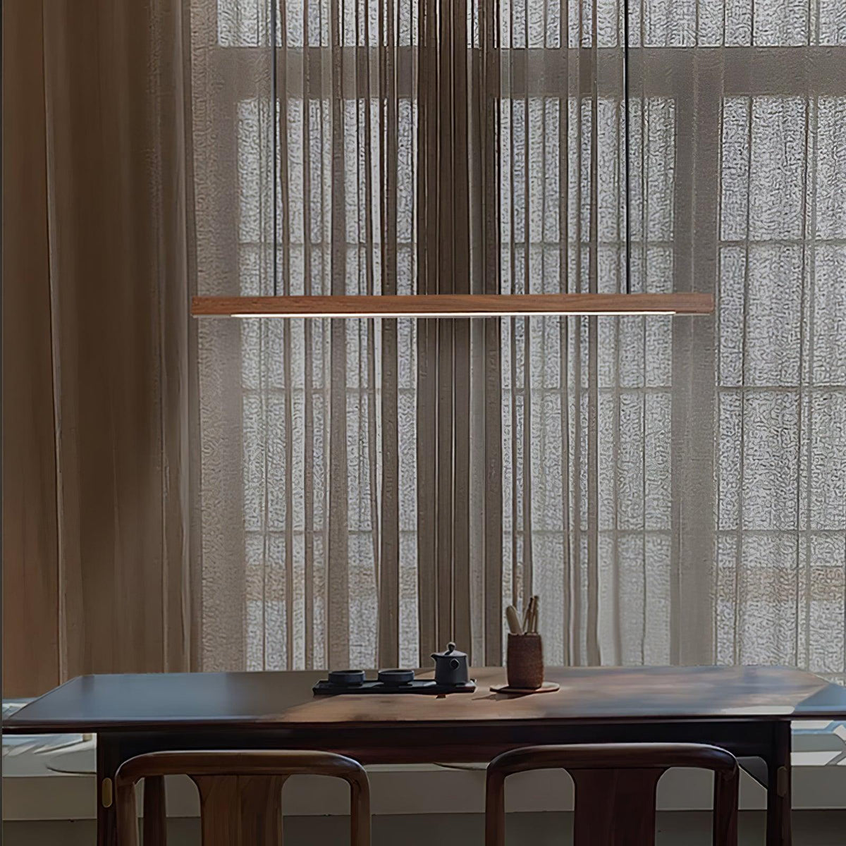 Weda Linear Wooden Pendant Light