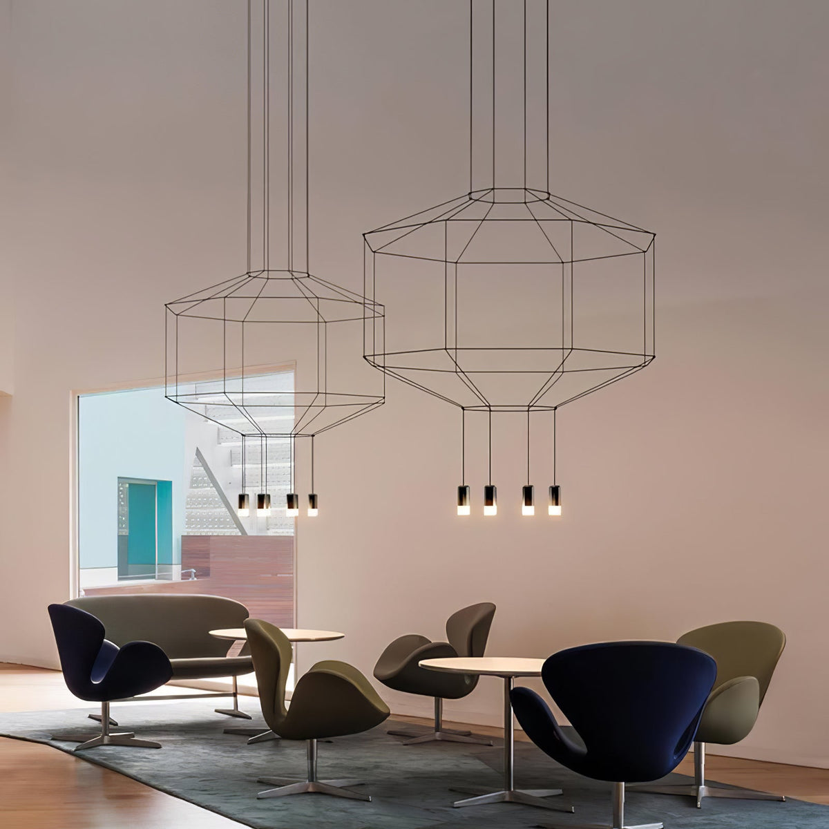 Tevenq Chandelier Lines Black Wireframe LED