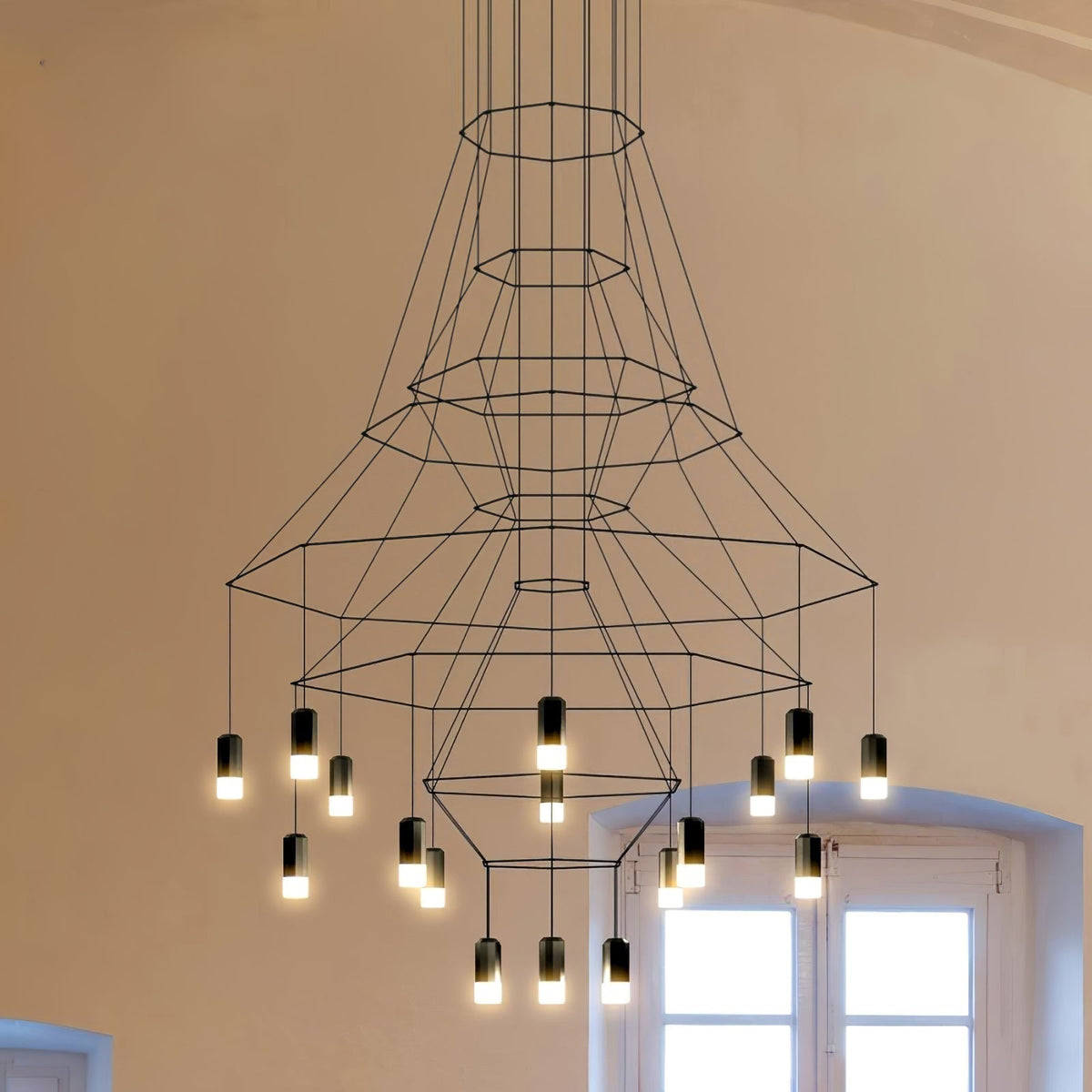 Tevenq Chandelier Lines Black Wireframe LED