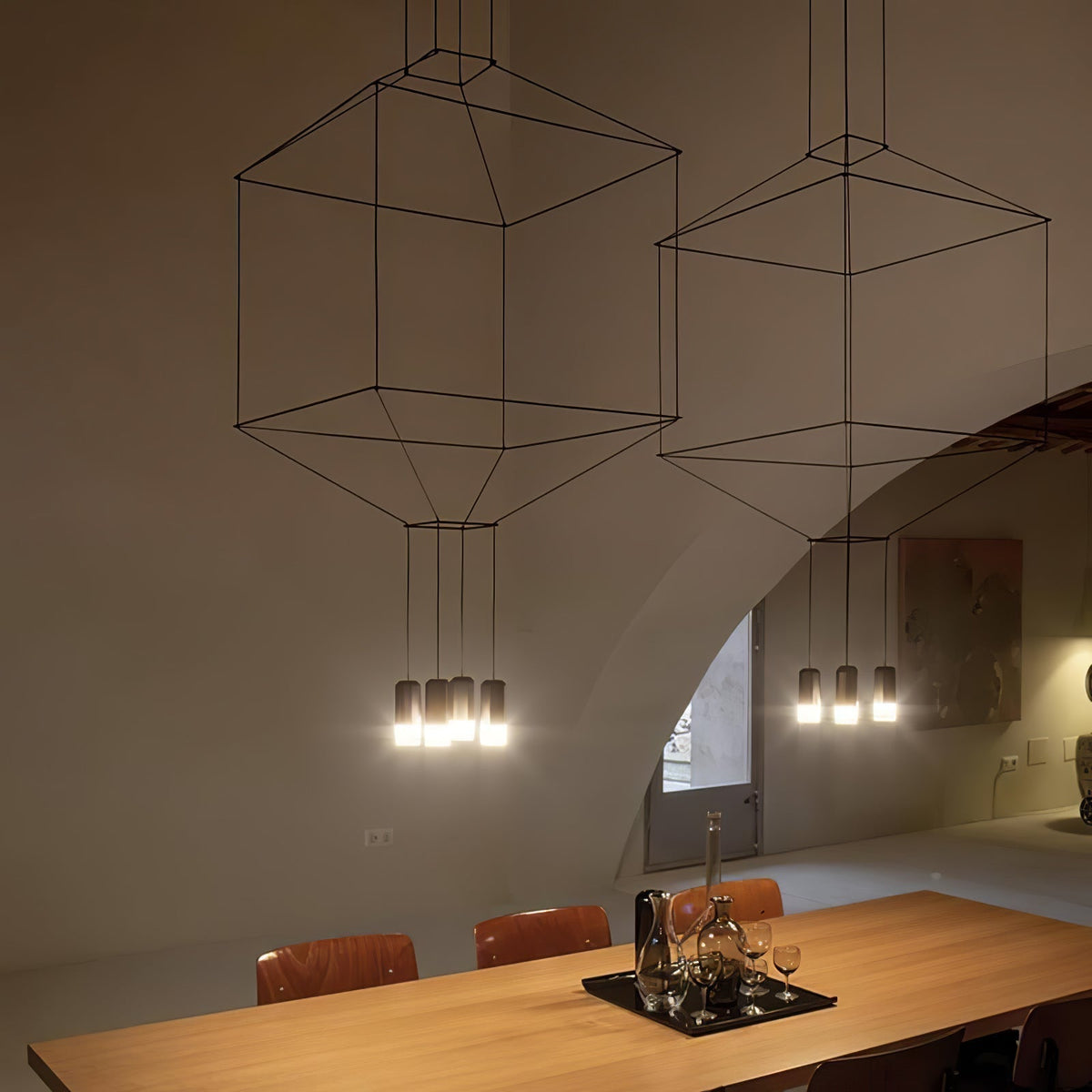 Tevenq Chandelier Lines Black Wireframe LED