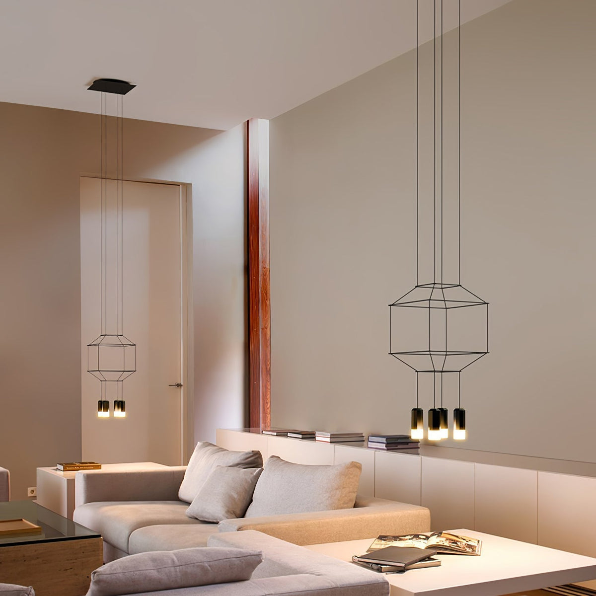 Tevenq Chandelier Lines Black Wireframe LED