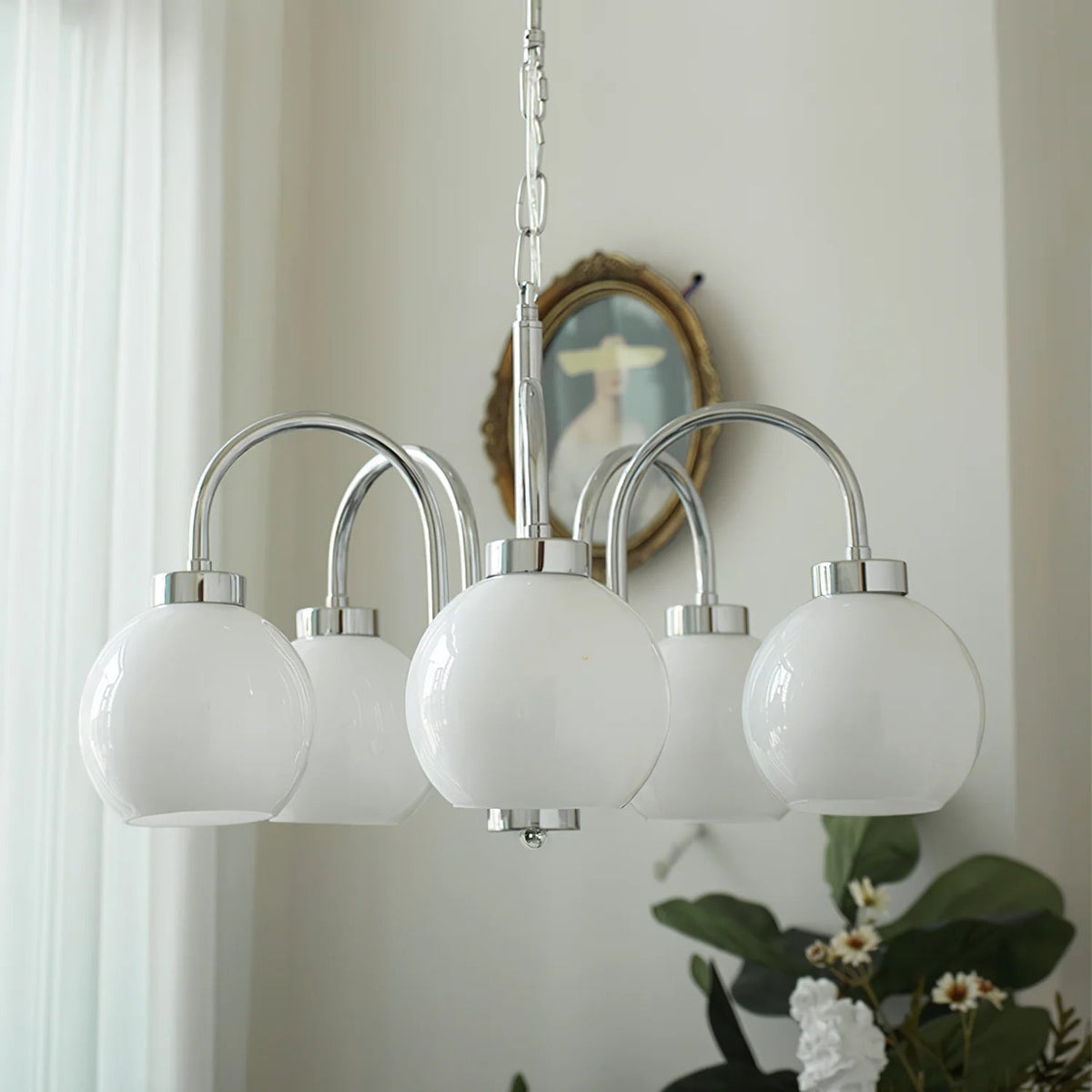Liororian Chandelier Yellow Glass Globes