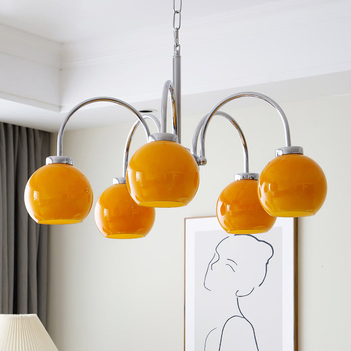 Liororian Chandelier Yellow Glass Globes