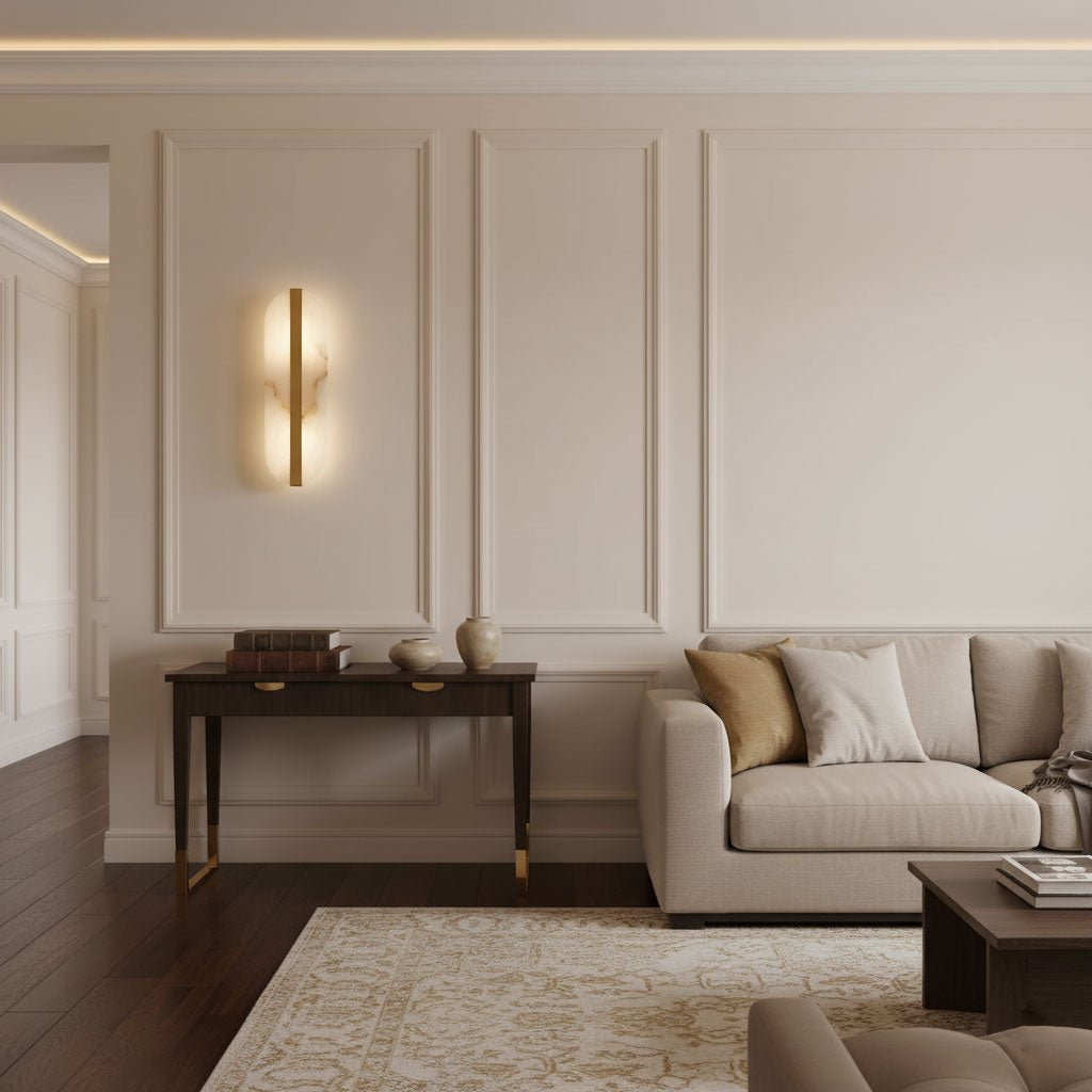 Hekel Long Ellipse Alabaster Indoor Wall Light