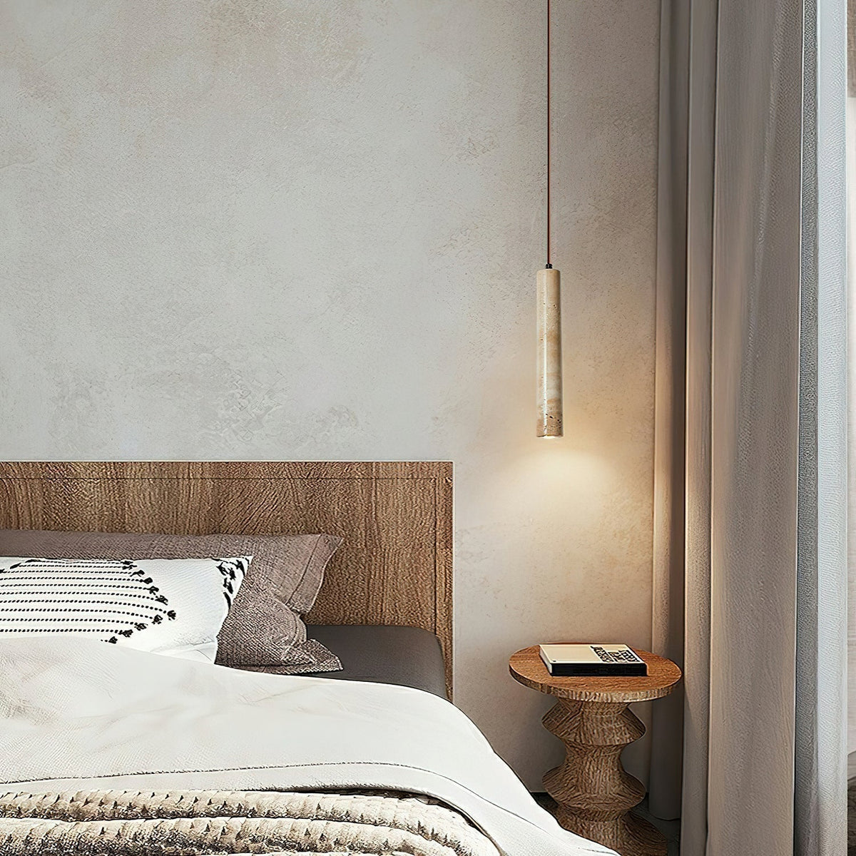 Sular Cylindrical Travertine Pendant Light