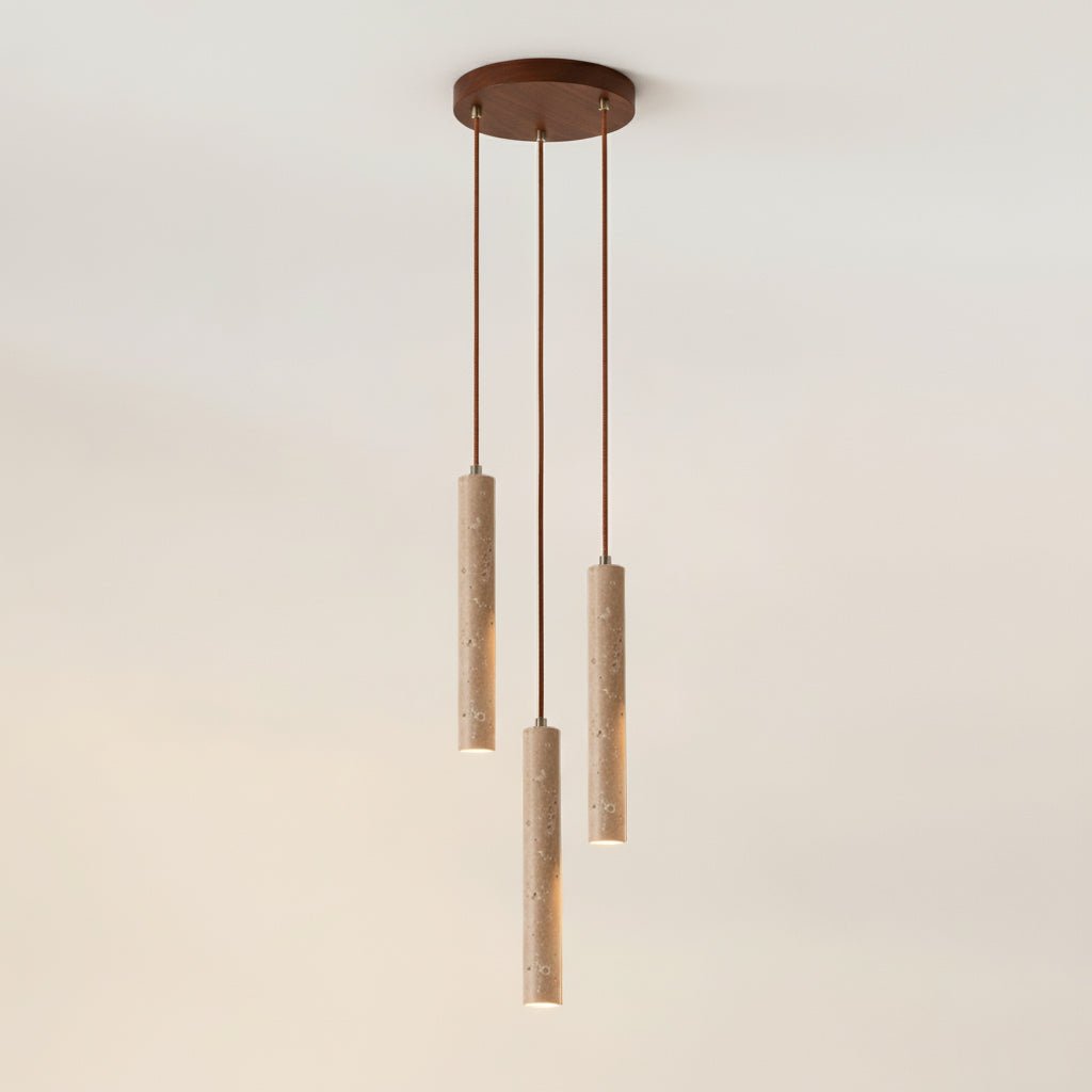 Sular Cylindrical Travertine Pendant Light