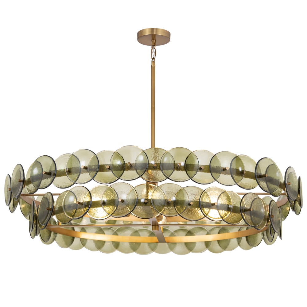 Celalora Chandelier Amber Pressed Glass Disc Round