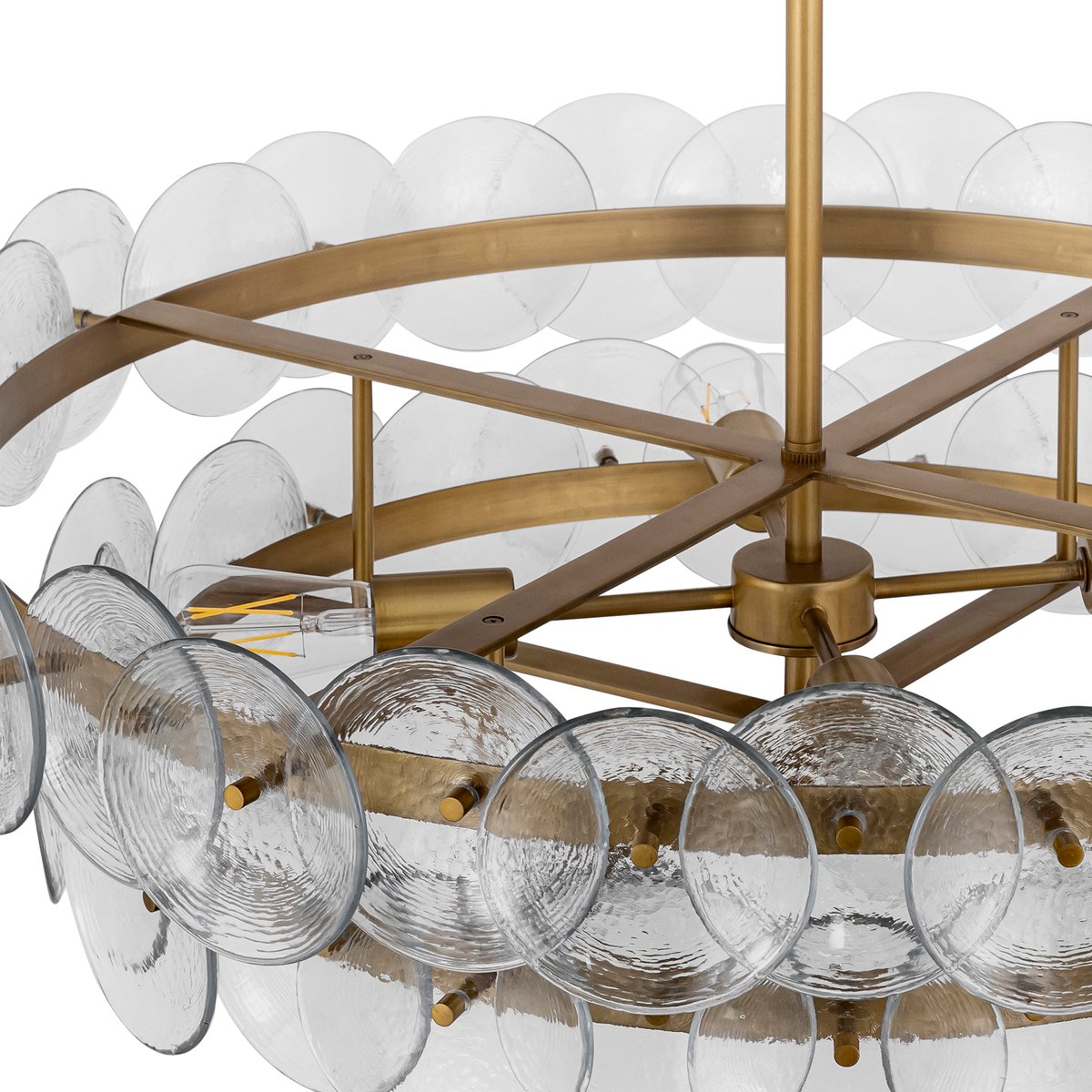 Celalora Chandelier Amber Pressed Glass Disc Round