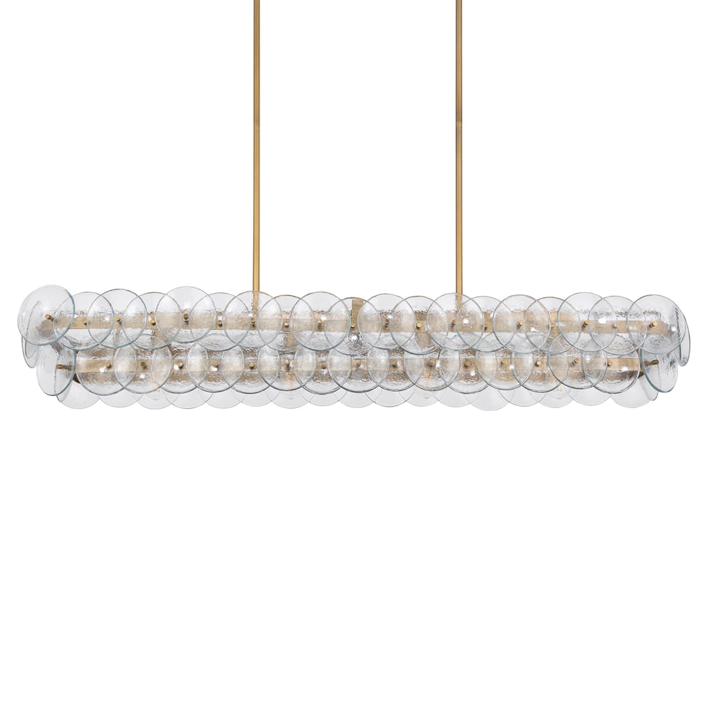Veleniel Chandelier Linear Amber Pressed Glass Disc Modern