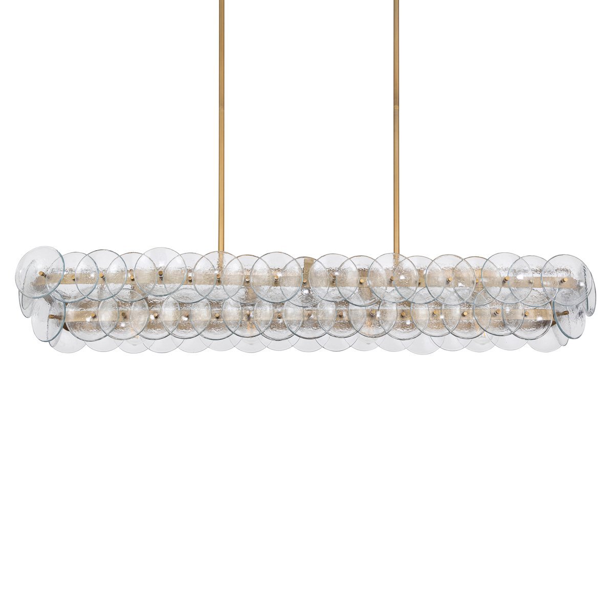 Veleniel Chandelier Linear Amber Pressed Glass Disc Modern
