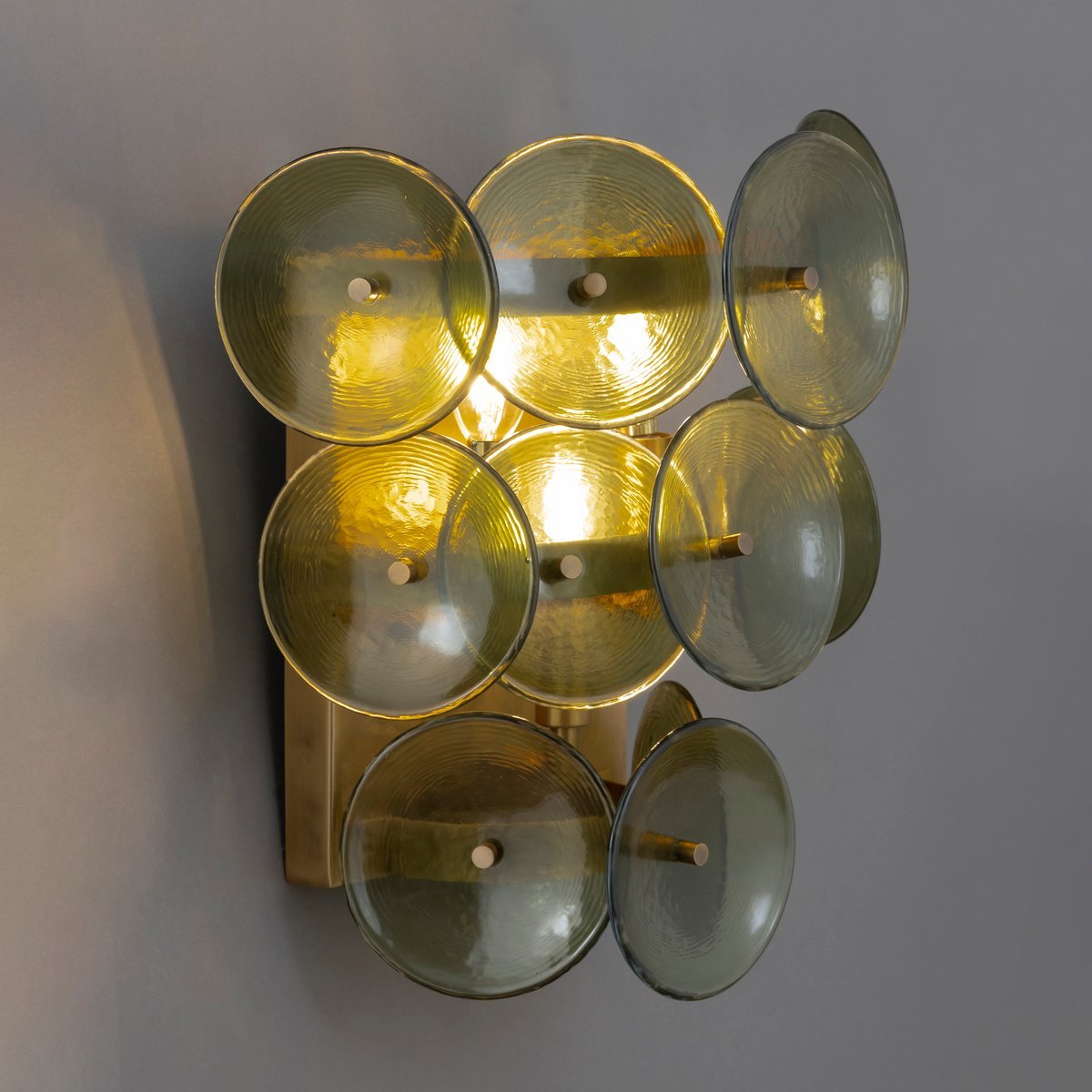 Taroe Wall Sconce Pressed Glass Disc Vintage Amber