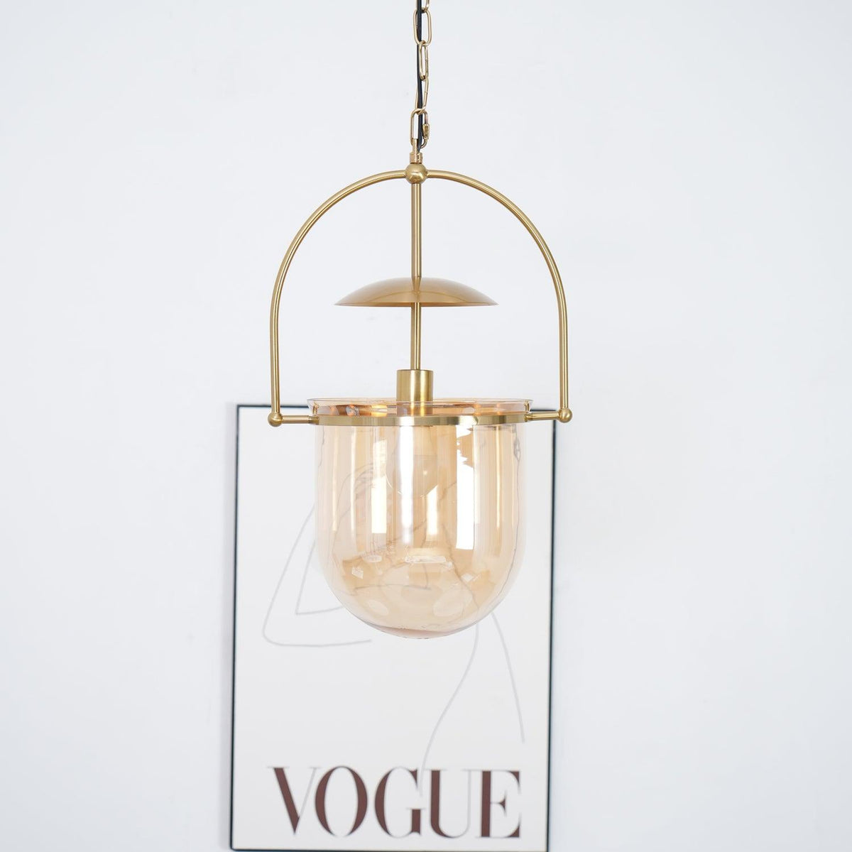 Velanaya Pendant Lamp Glass Brass Vintage for Living Room