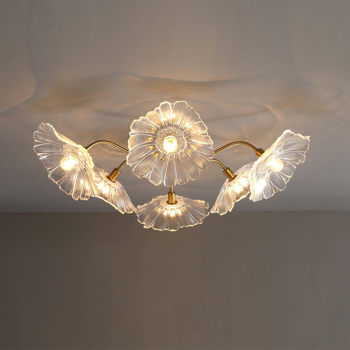 Lioruina Ceiling Lamp Leaf Glass with Brass Elegant