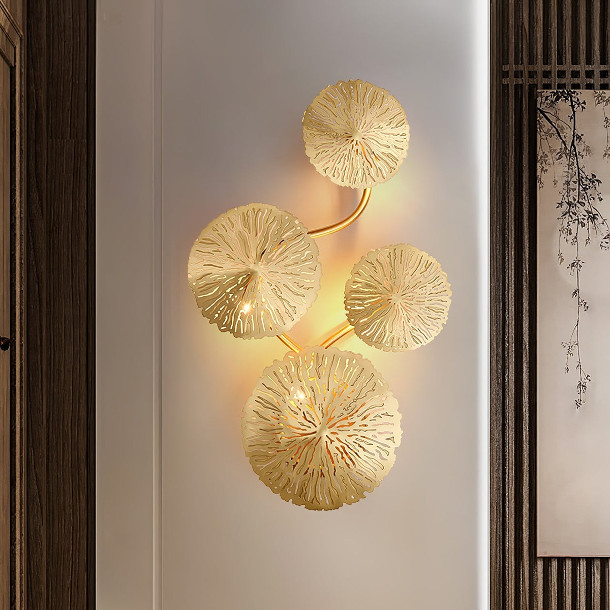 Rylso Wall Lamp Lotus Leaf Brass