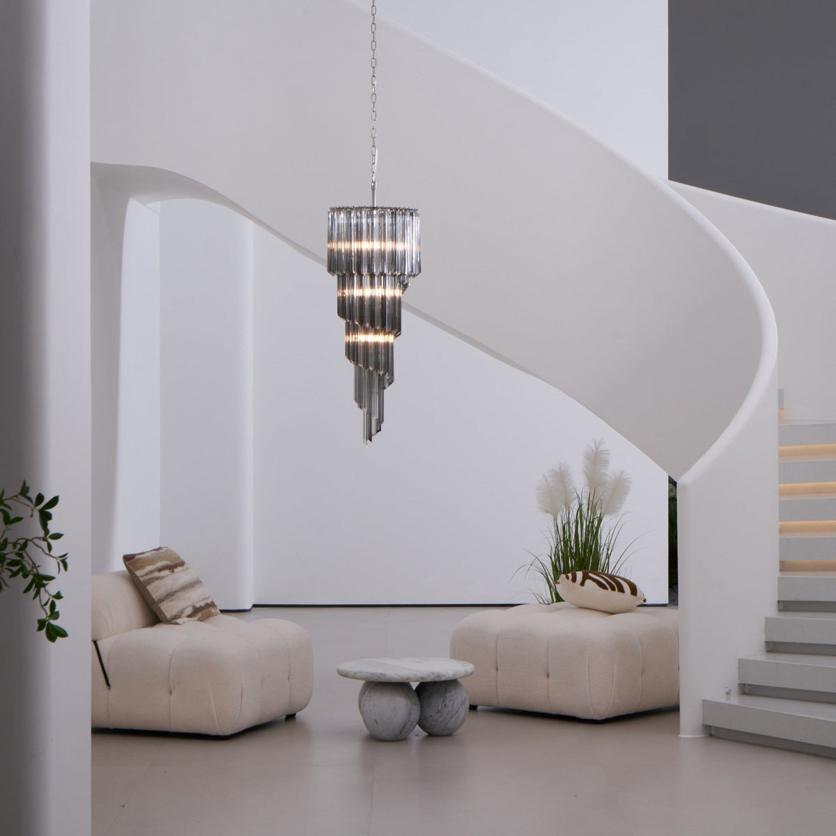 Velarella Chandelier Smoked Glass Spiral