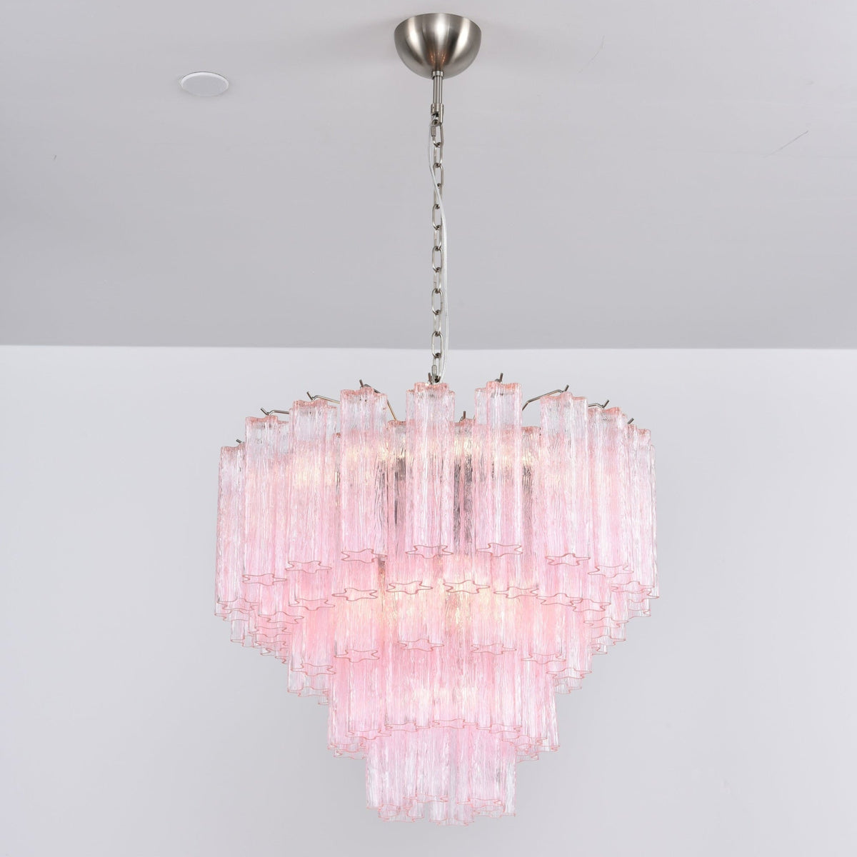 Celoora Chandelier Pink Glass Multi-Tier Romantic Glow