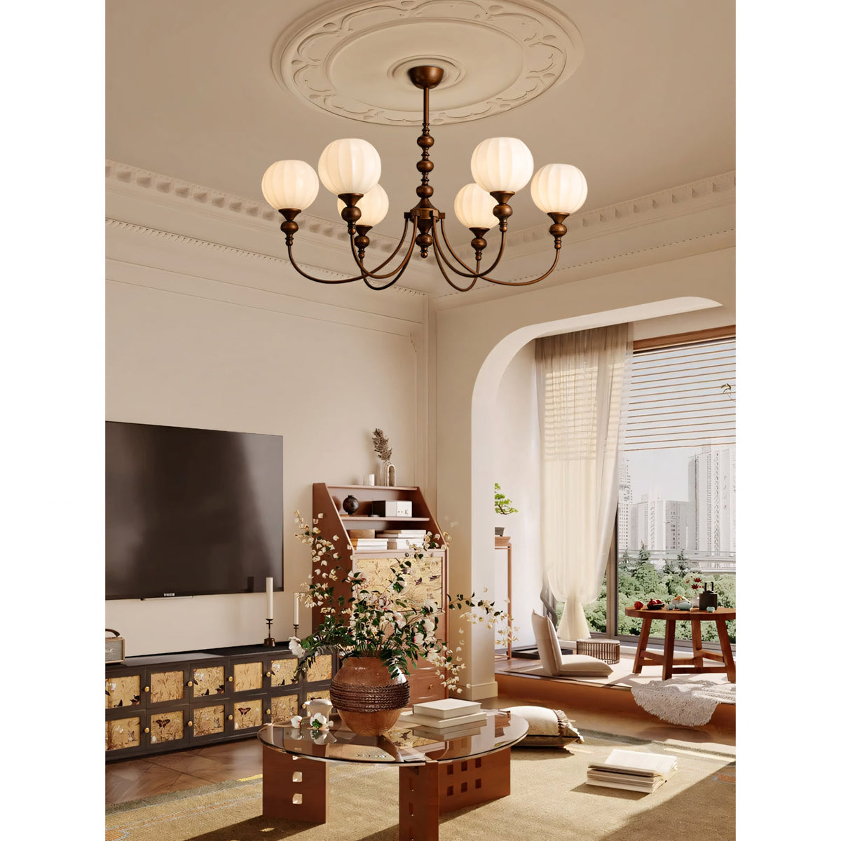 Yardley Melon Glass Chandelier