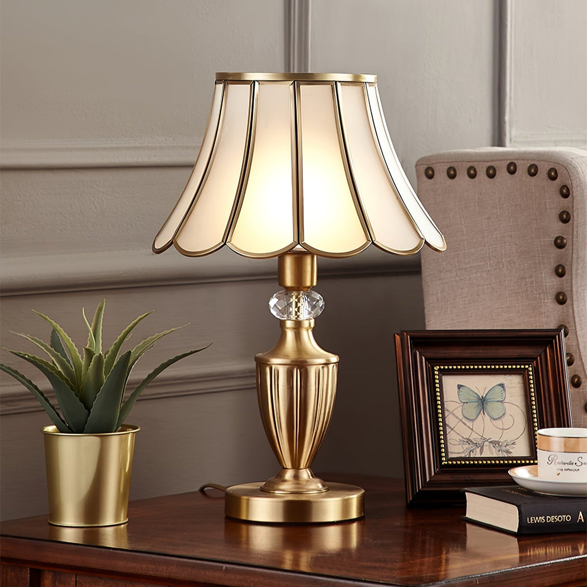 Valencia Brass & Glass Vintage Table Lamp