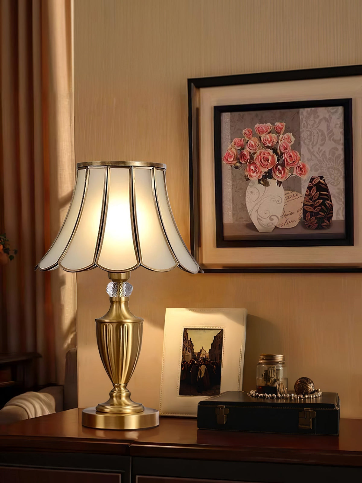 Valencia Brass & Glass Vintage Table Lamp