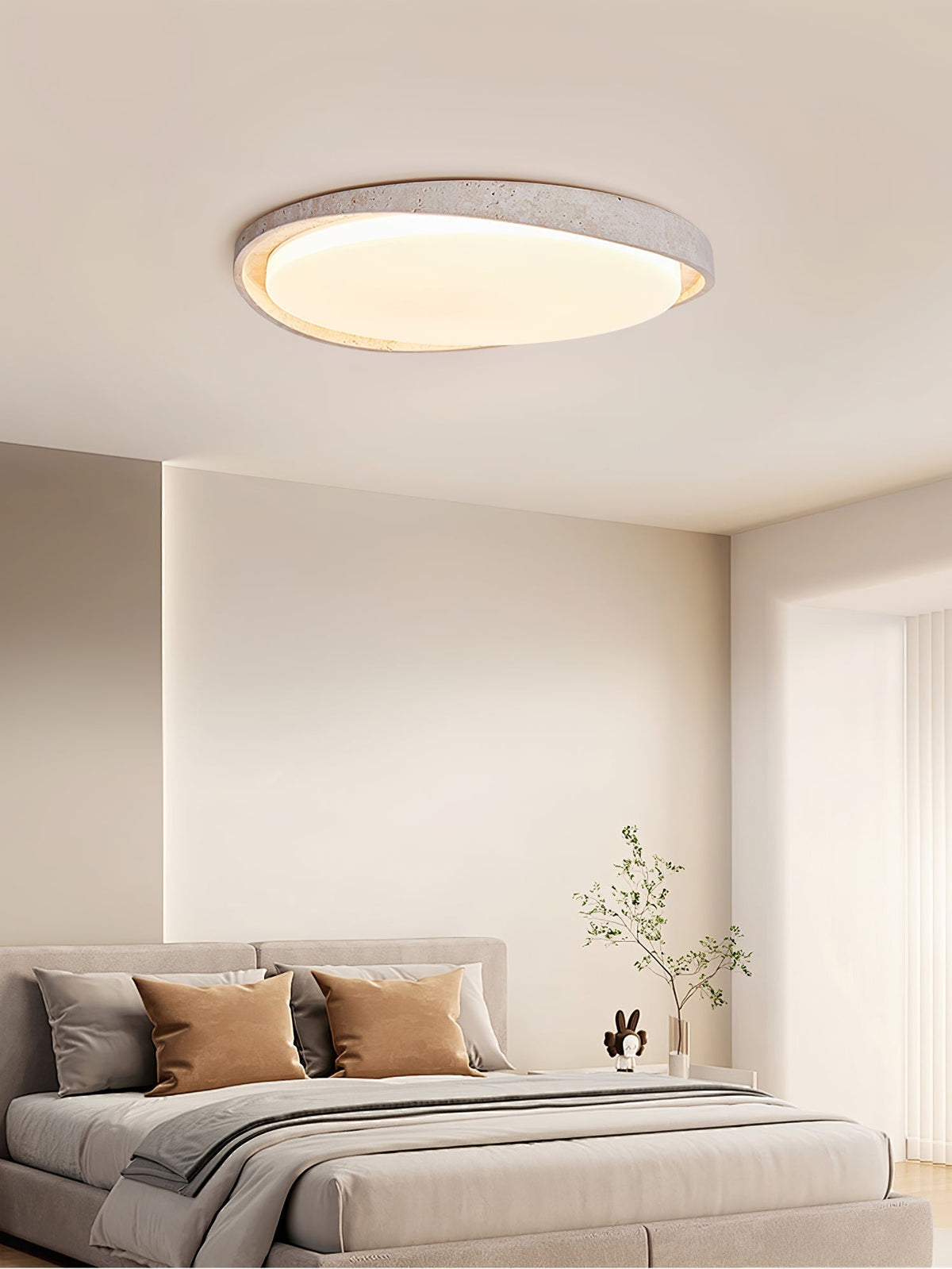 Cyvian Oval Frame Travertine Ceiling Light