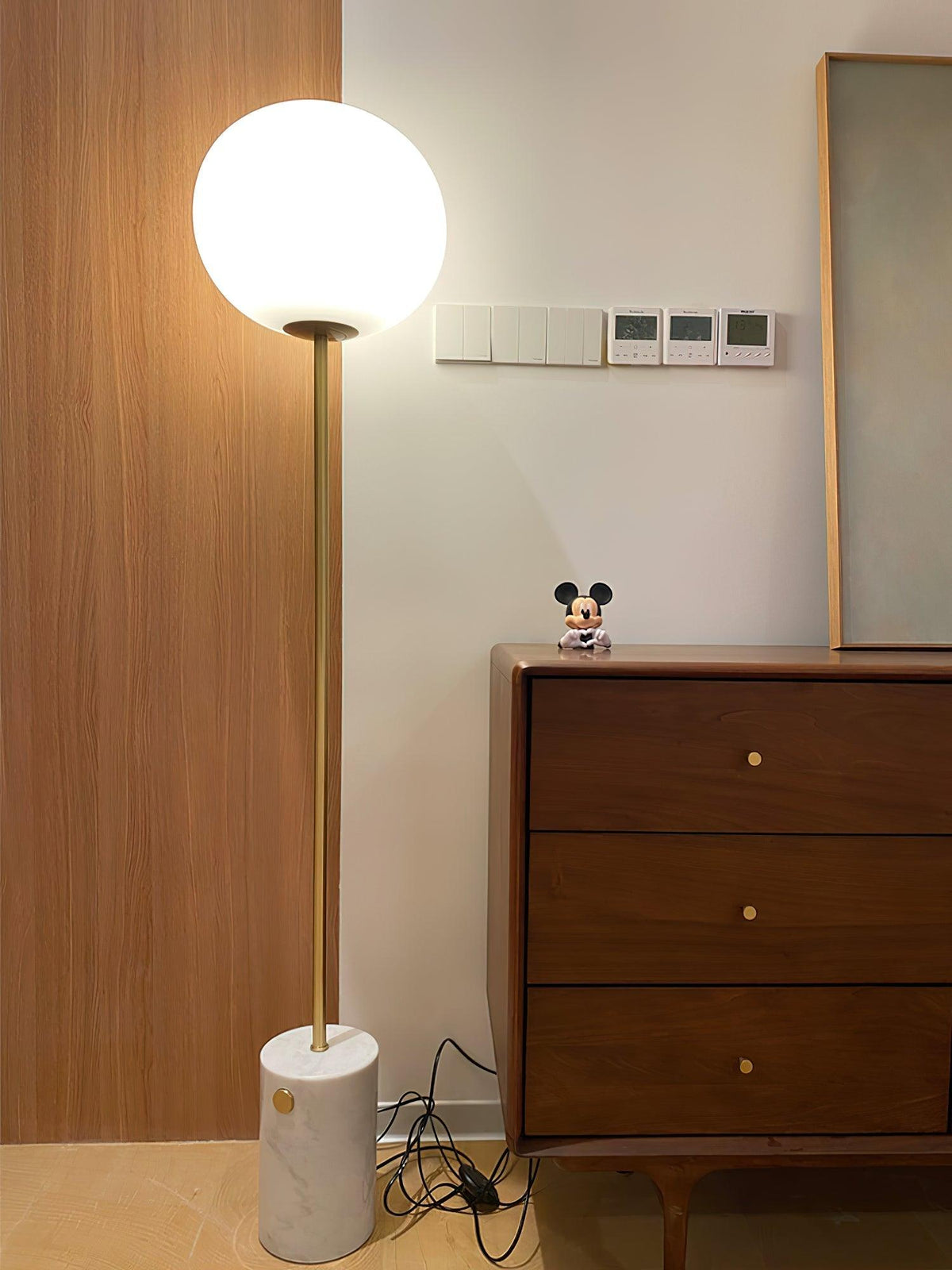Iloryra Column-Base Travertine Floor Lamp