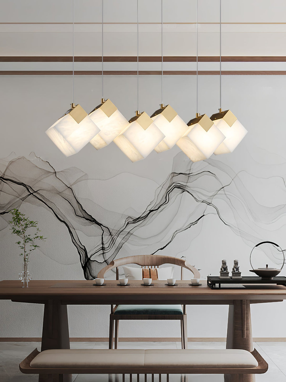 Vevariel Linear Alabaster Pendant Light