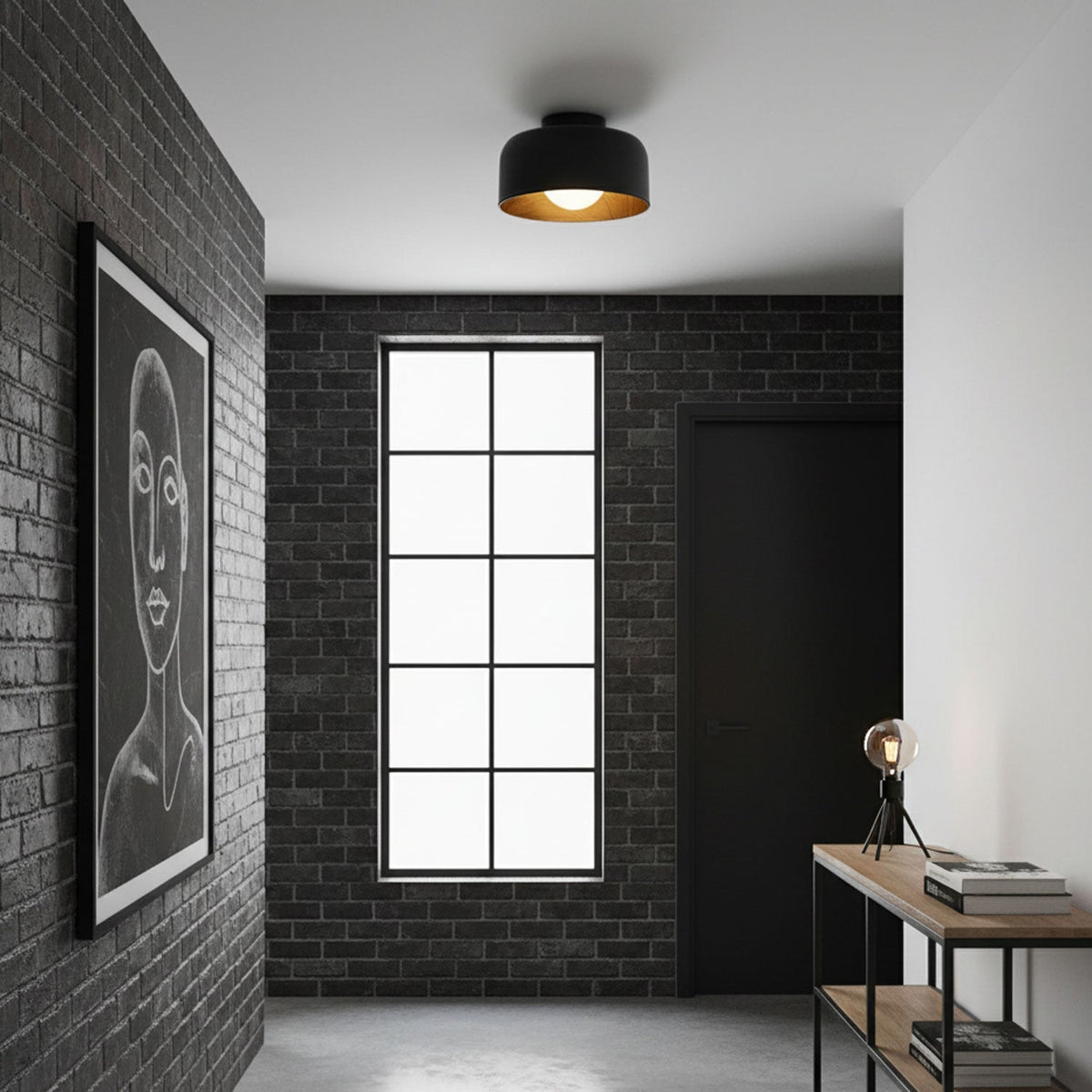 Bina Wood Round Flush Mount Ceiling Light