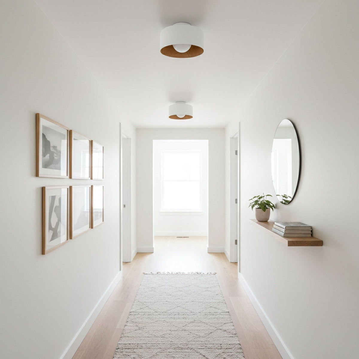 Bina Wood Round Flush Mount Ceiling Light