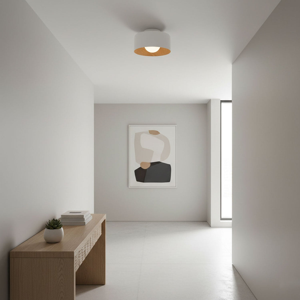 Bina Wood Round Flush Mount Ceiling Light