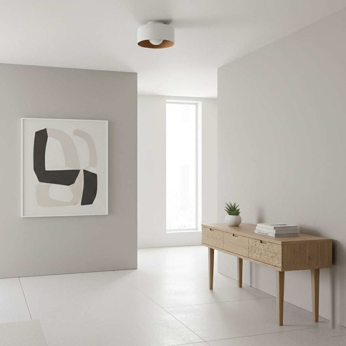 Bina Wood Round Flush Mount Ceiling Light