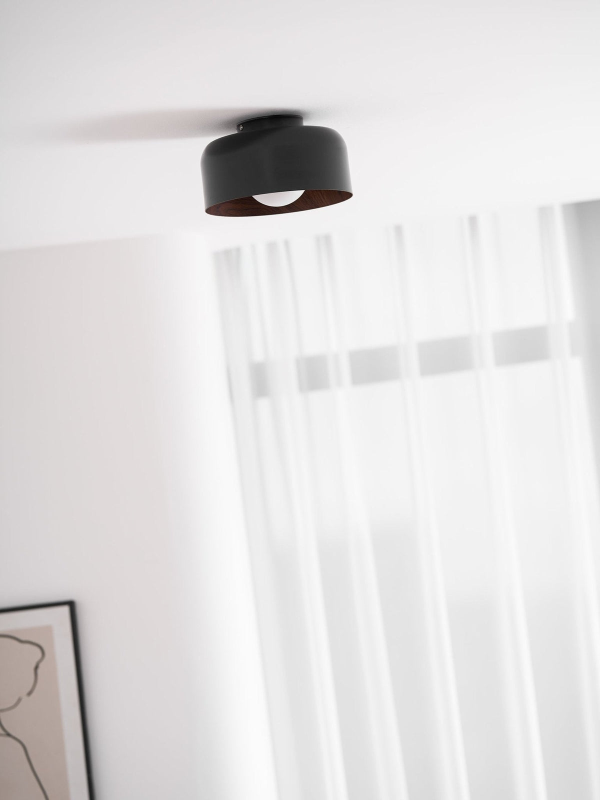 Bina Wood Round Flush Mount Ceiling Light