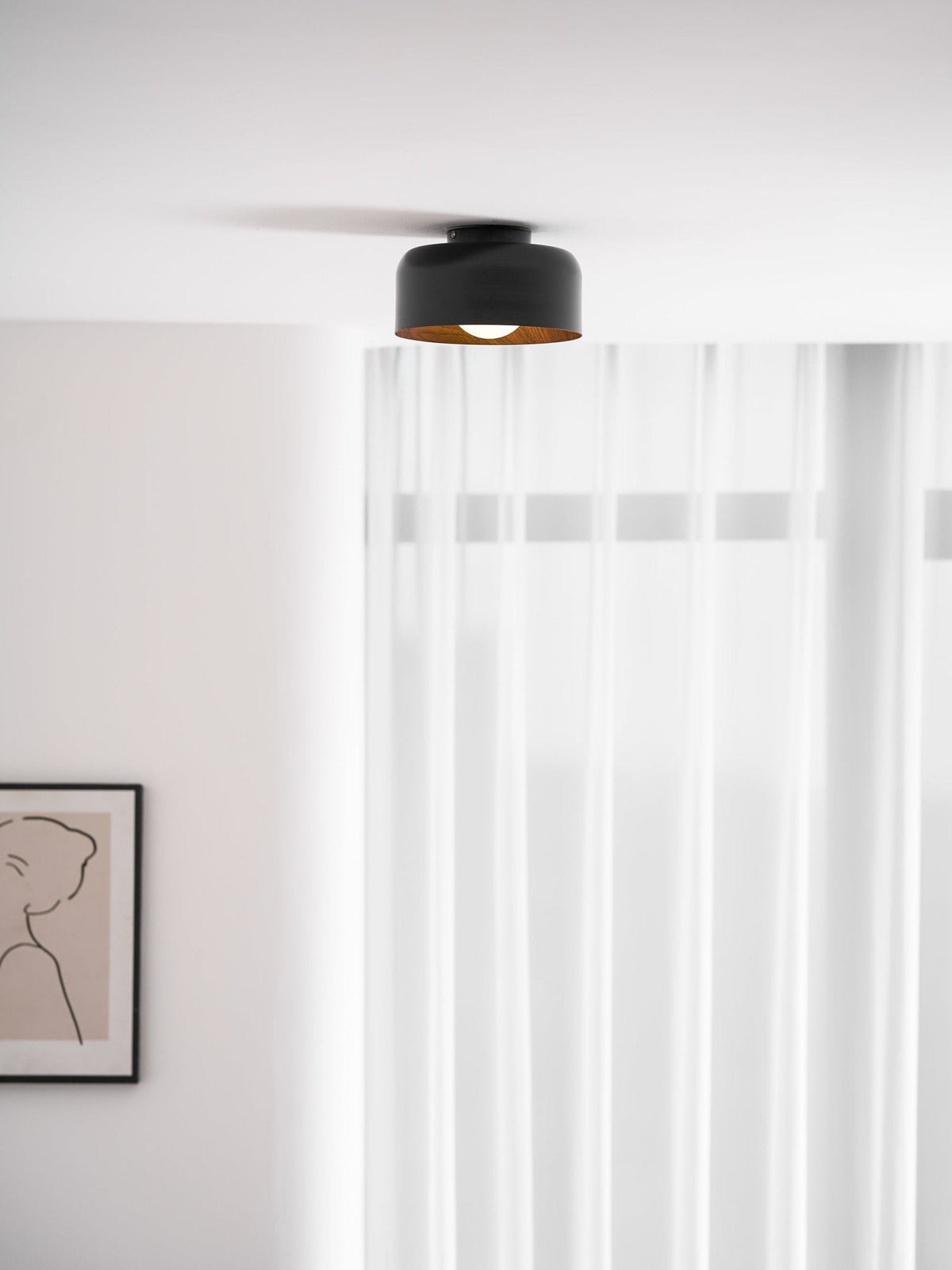Bina Wood Round Flush Mount Ceiling Light