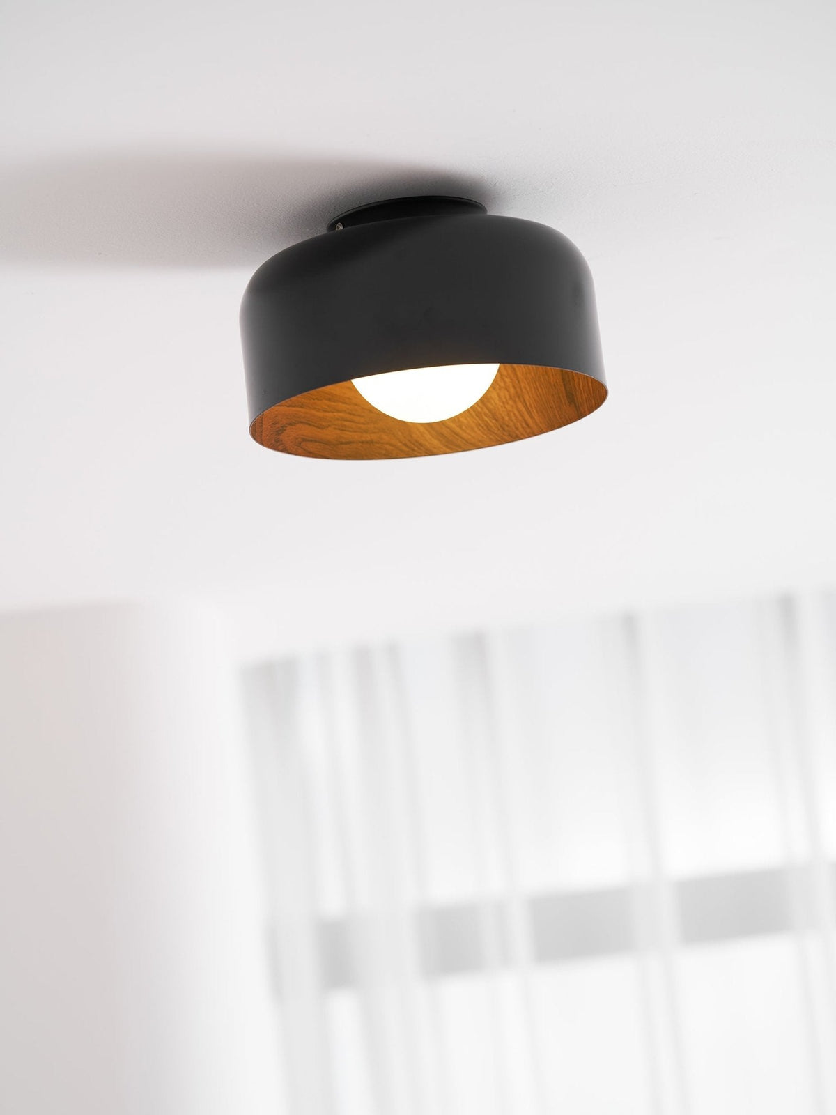 Bina Wood Round Flush Mount Ceiling Light