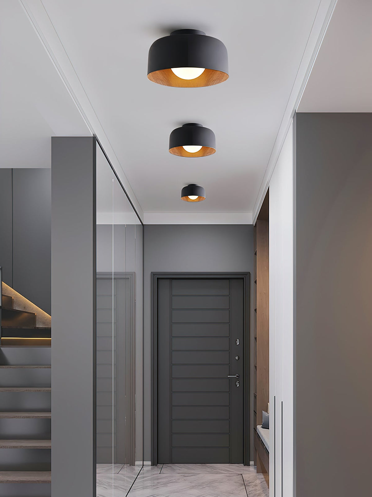 Bina Wood Round Flush Mount Ceiling Light