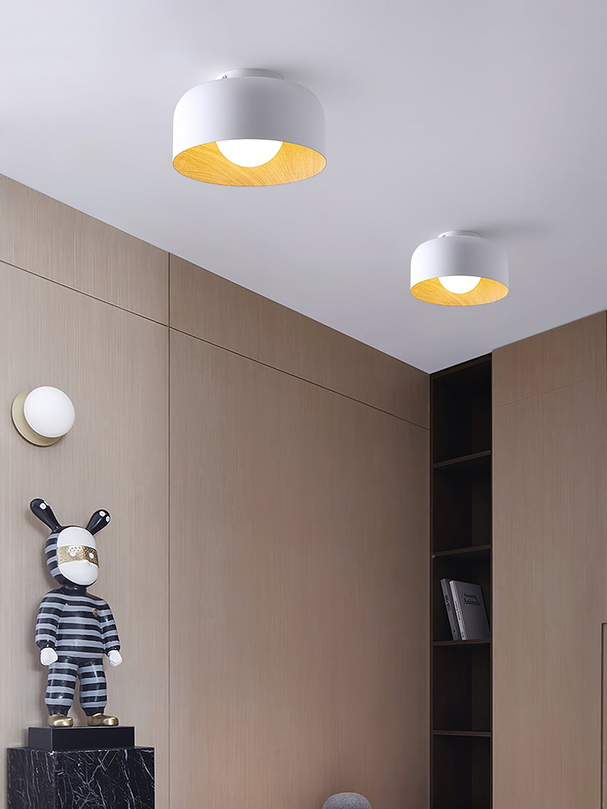 Bina Wood Round Flush Mount Ceiling Light