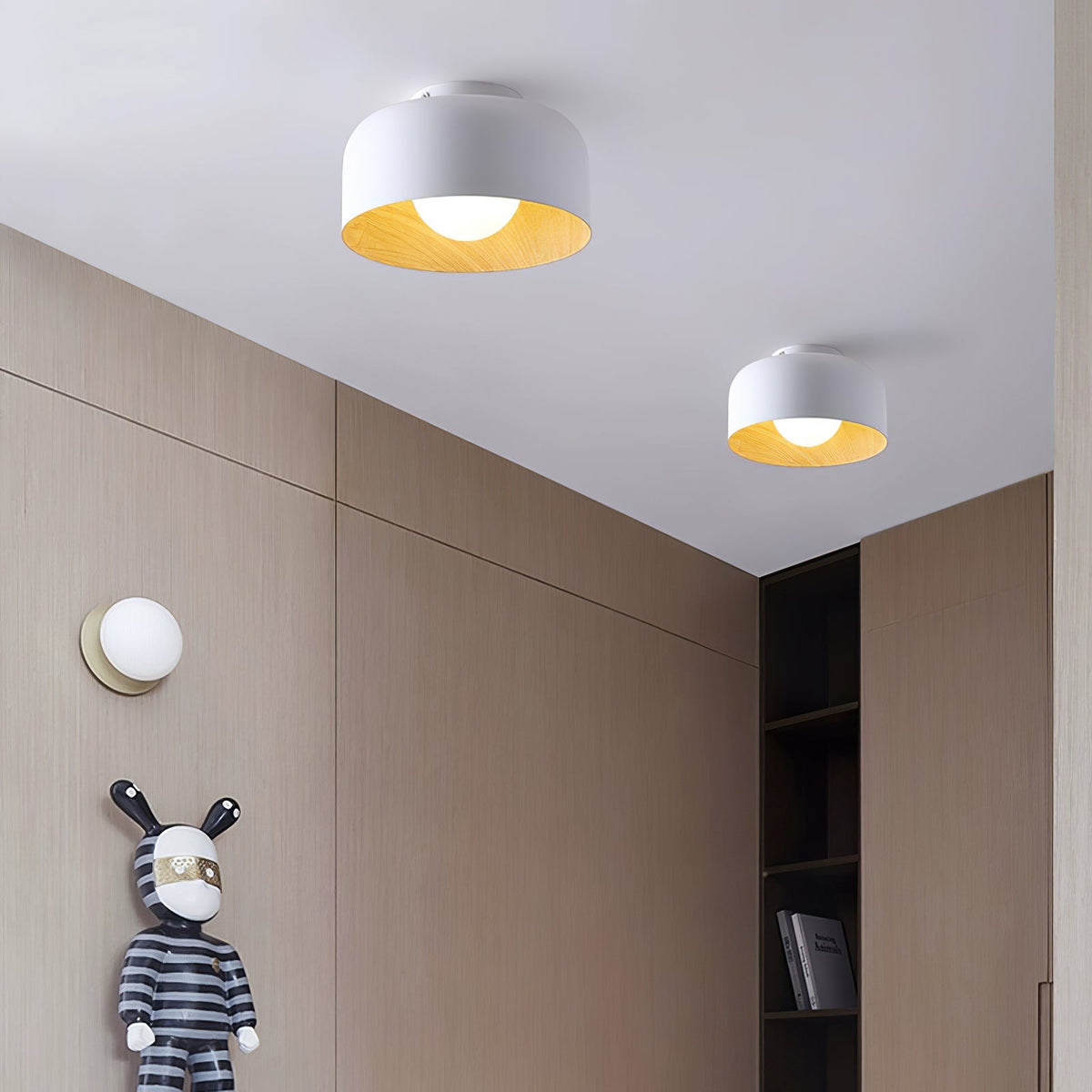 Bina Wood Round Flush Mount Ceiling Light