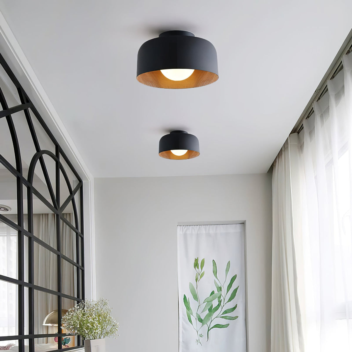 Bina Wood Round Flush Mount Ceiling Light