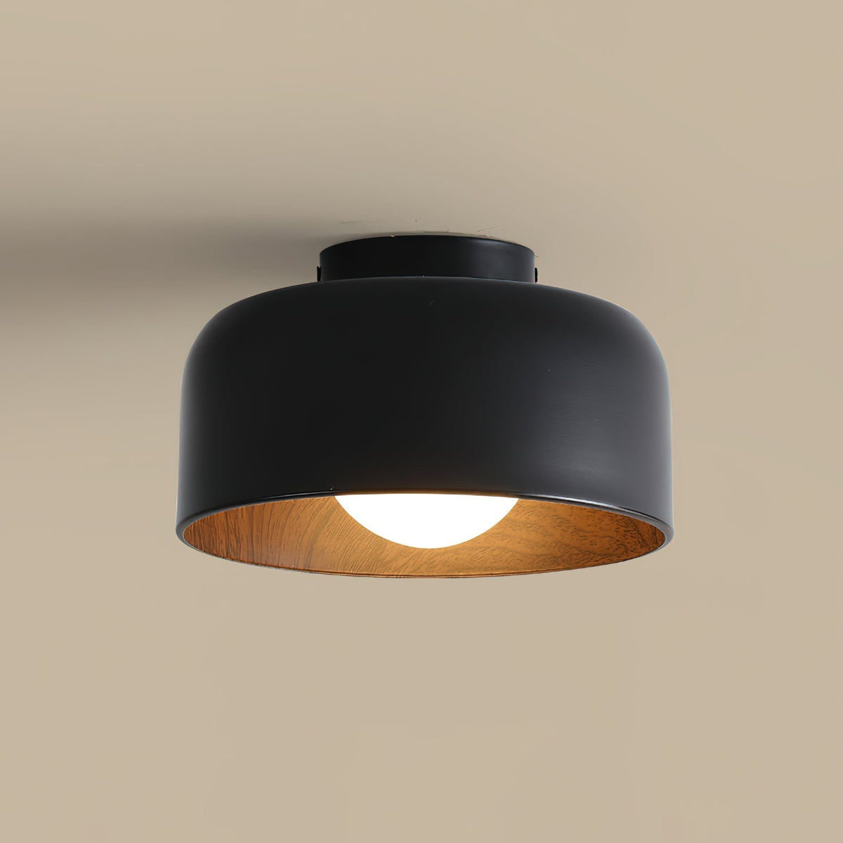 Bina Wood Round Flush Mount Ceiling Light