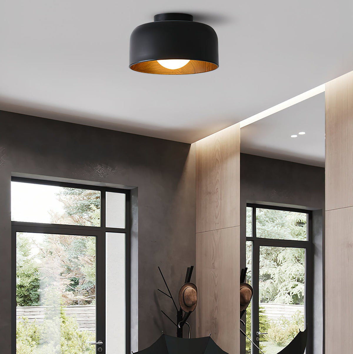 Bina Wood Round Flush Mount Ceiling Light