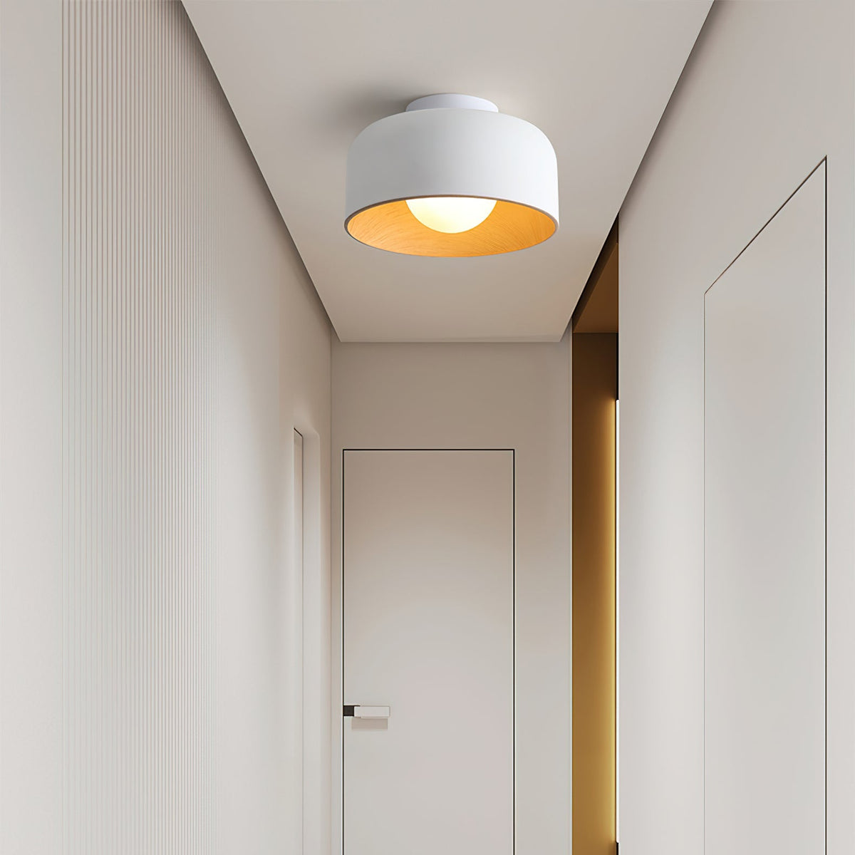 Bina Wood Round Flush Mount Ceiling Light