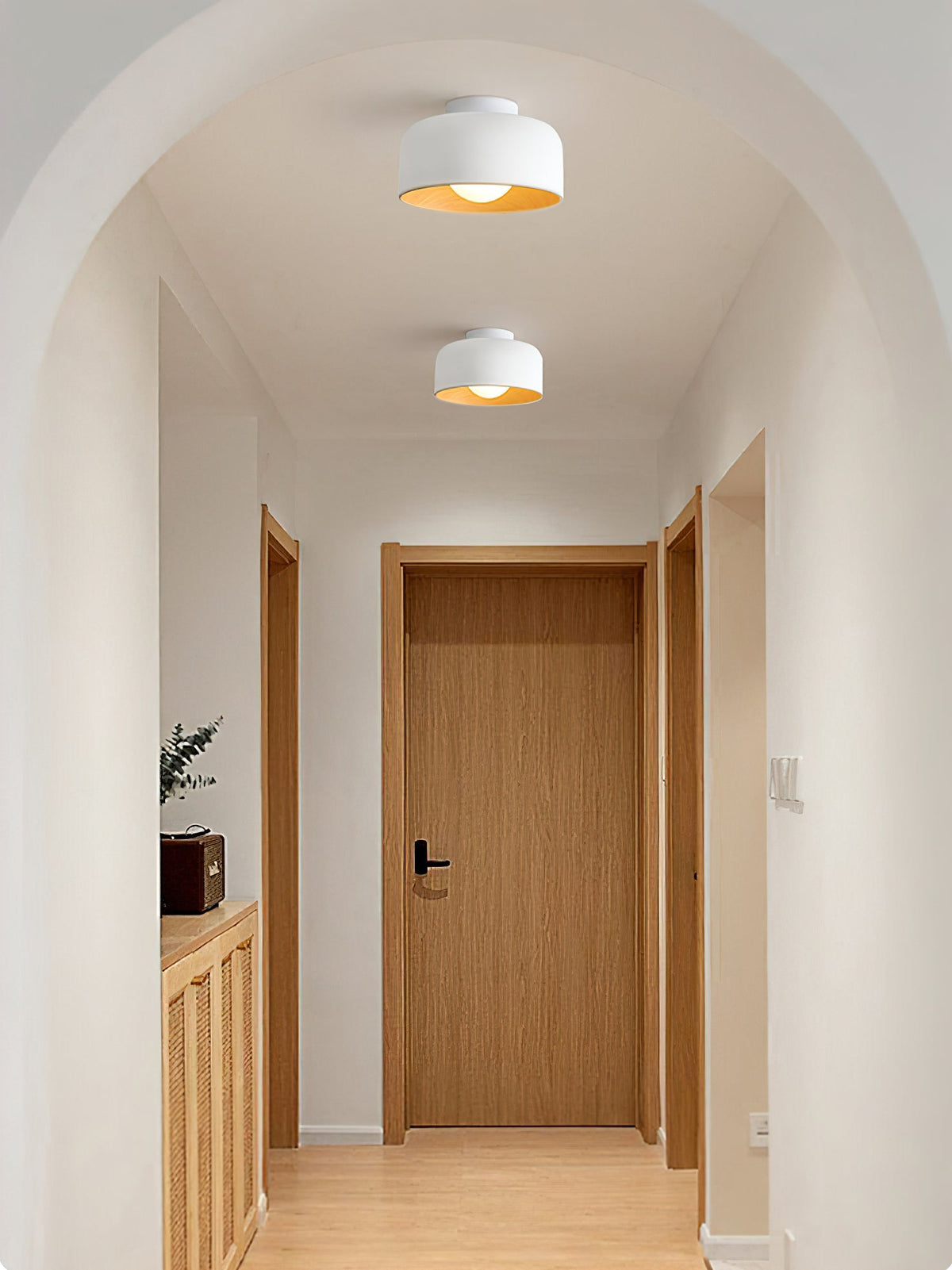 Bina Wood Round Flush Mount Ceiling Light