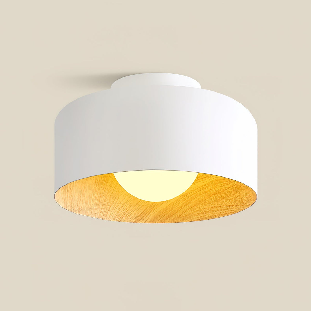 Bina Wood Round Flush Mount Ceiling Light