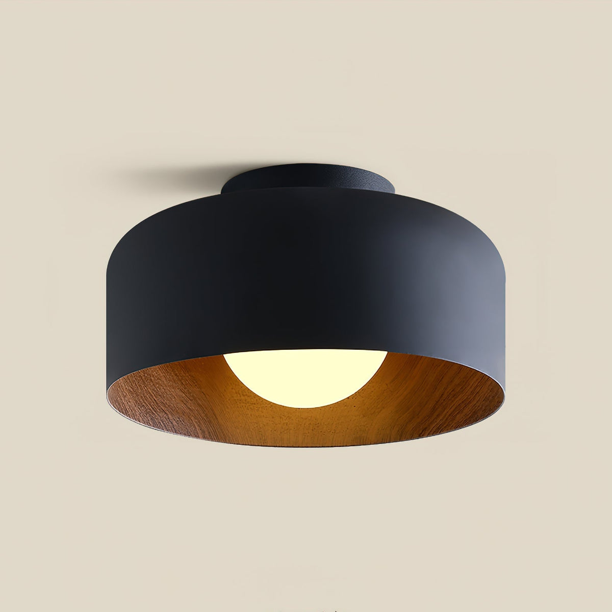 Bina Wood Round Flush Mount Ceiling Light