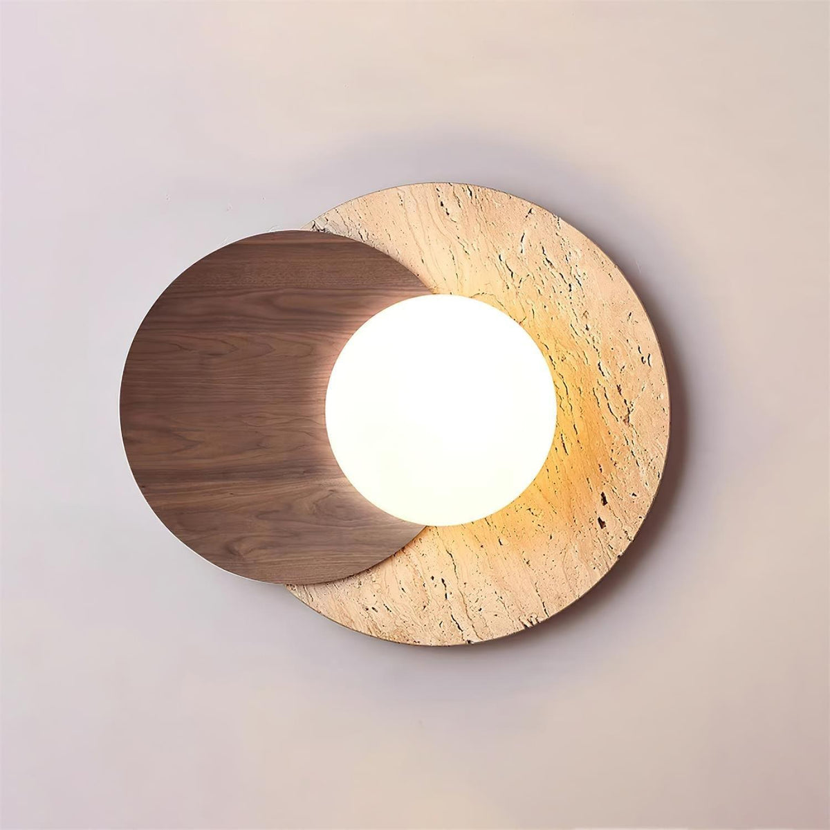 Zelirir Dual-Disc Travertine Wall Light