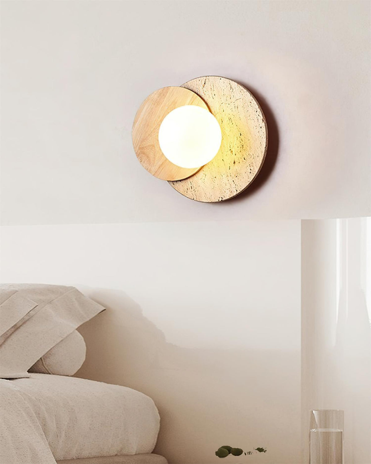 Zelirir Dual-Disc Travertine Wall Light