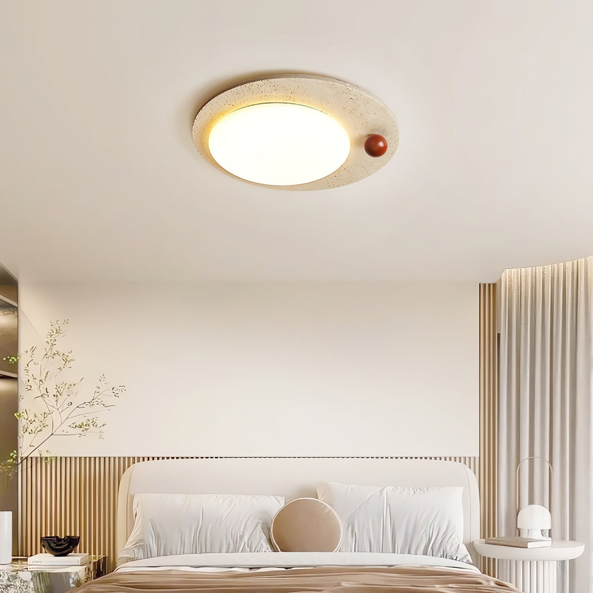 Aeolian Circular Travertine Ceiling Light