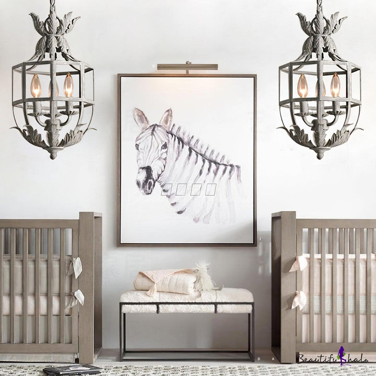 Soraaine Chandelier Retro Cage Grey Candle