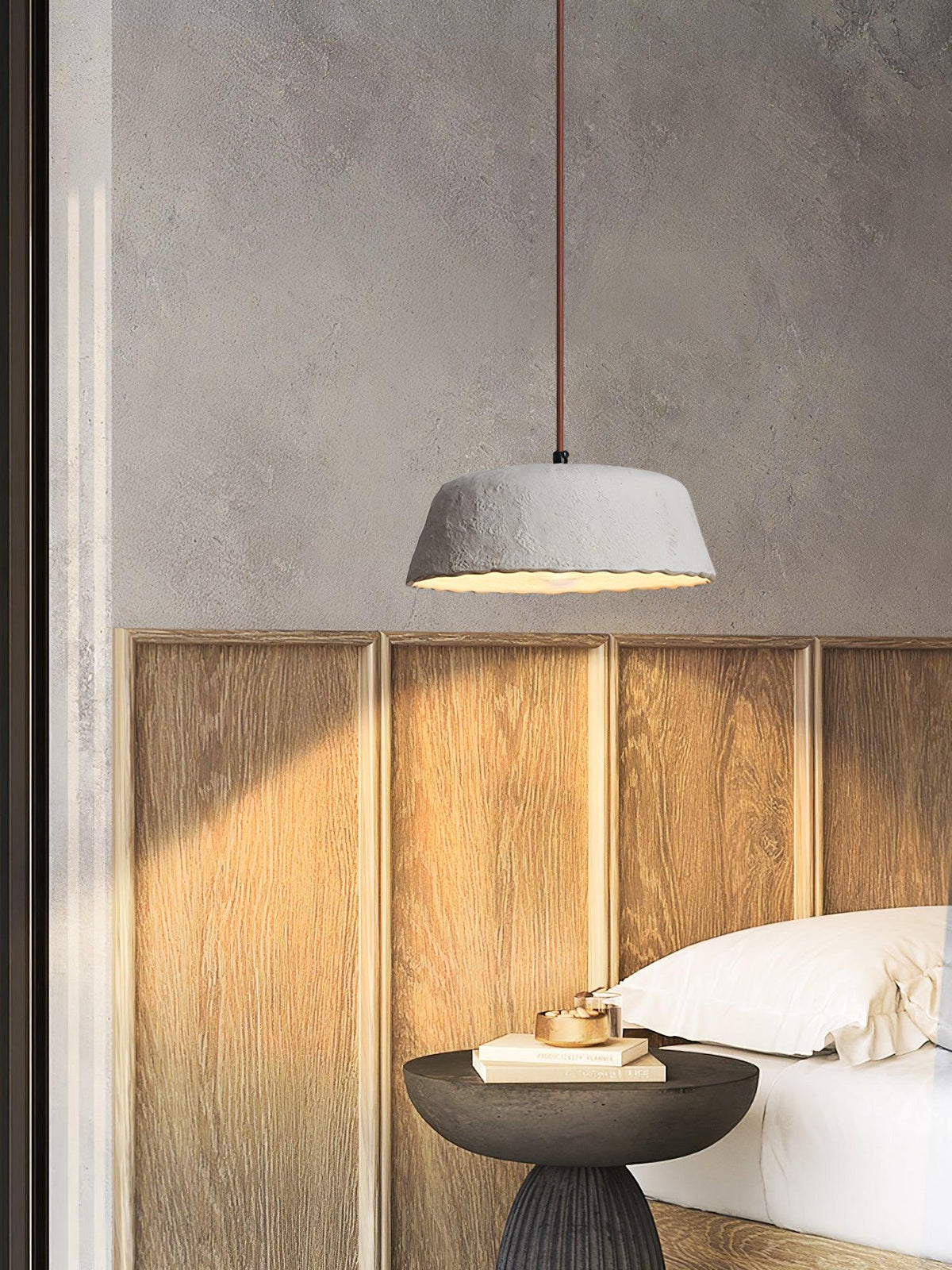 Stone Contemporary Wood Pendant Lamp